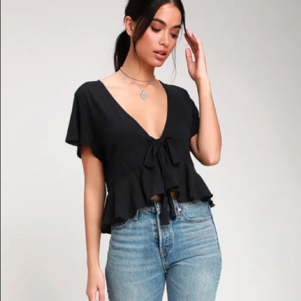 Free people black tie top